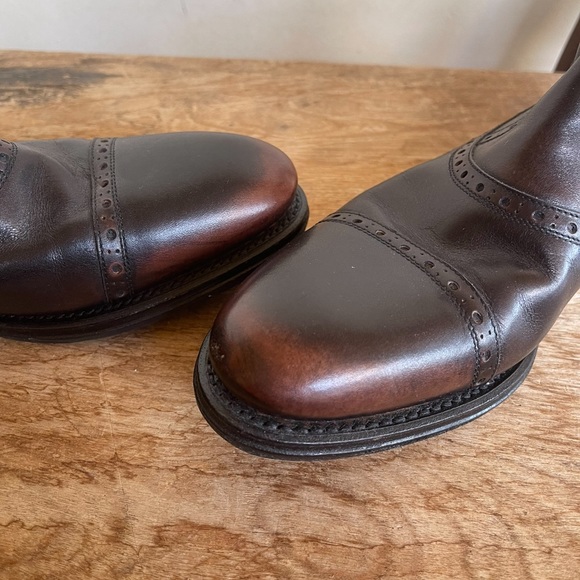 GUCCI Brogue Ankle Boots Brown Leather Intentional Rubbed Toes Sz 39 Italy Nice! - Picture 12 of 14